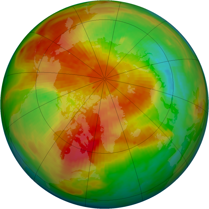 Arctic ozone map for 21 March 1992